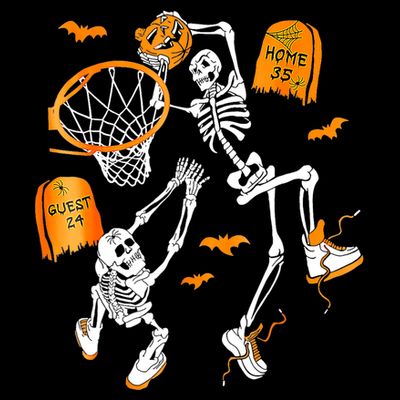 Skeleton Dunking Basketball Halloween Costume T-Shirt