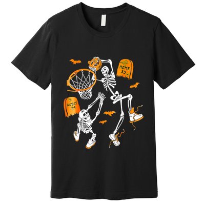Skeleton Dunking Basketball Halloween Costume Premium T-Shirt