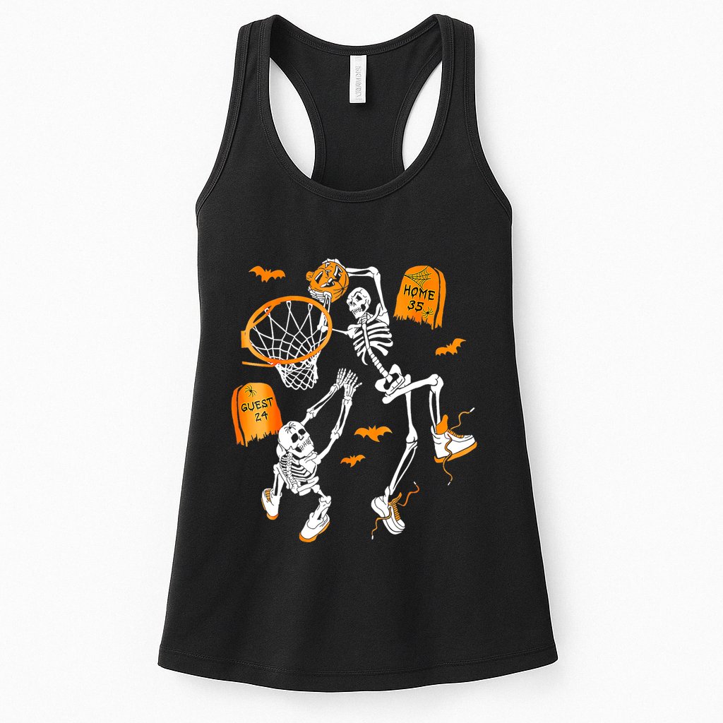 Skeleton Dunking Basketball Halloween Costume Womens Tank Top