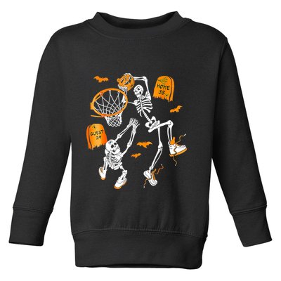 Skeleton Dunking Basketball Halloween Costume Toddler Sweatshirt
