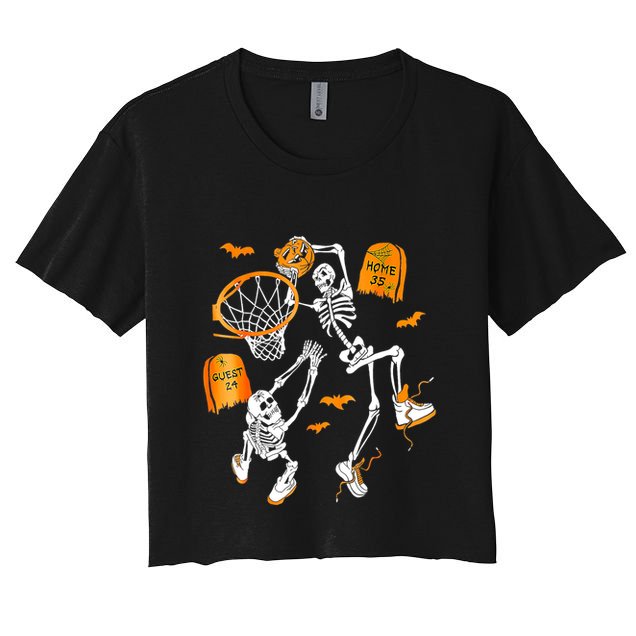 Skeleton Dunking Basketball Halloween Costume Crop Top