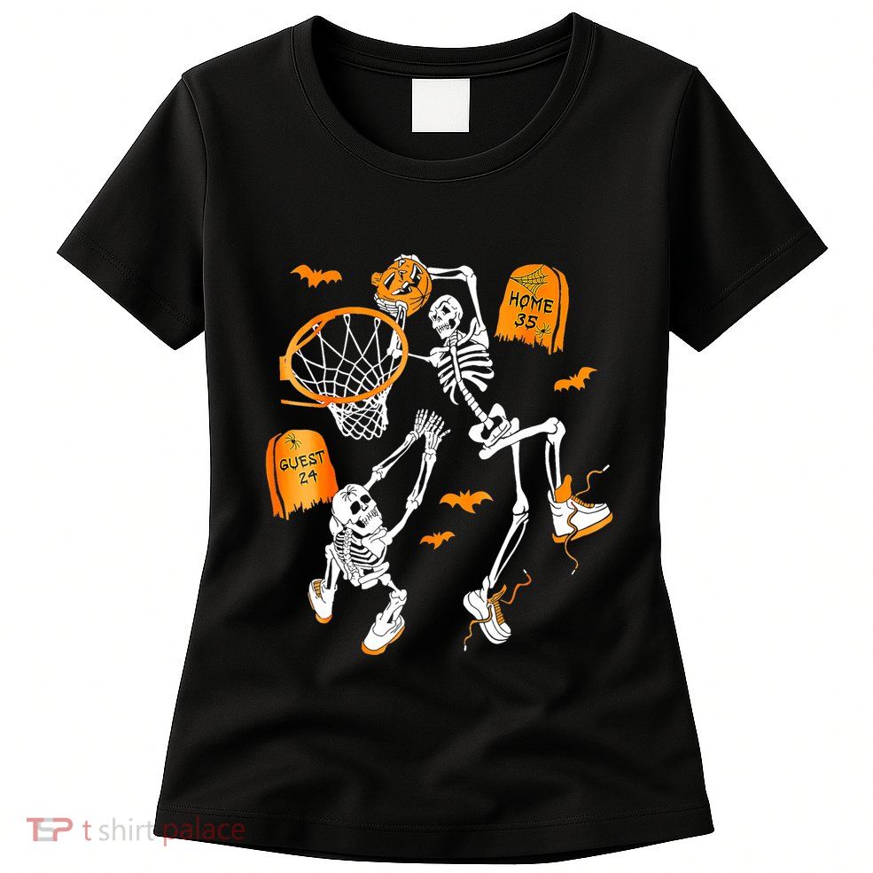 Skeleton Dunking Basketball Halloween Costume Womens T-Shirt