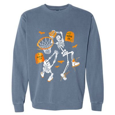 Skeleton Dunking Basketball Halloween Costume Garment-Dyed Sweatshirt