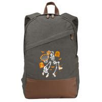 Skeleton Dunking Basketball Halloween Costume Cotton Canvas Backpack