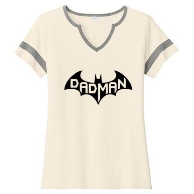 Super Dadman Bat Hero Funny Ladies Halftime Notch Neck Tee