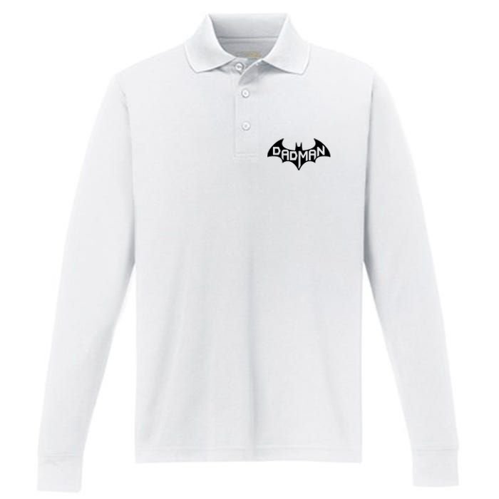 Super Dadman Bat Hero Funny Performance Long Sleeve Polo