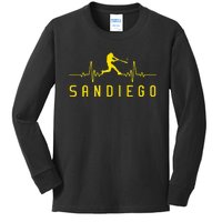 San Diego Baseball Heartbeat Sd Kids Long Sleeve Shirt