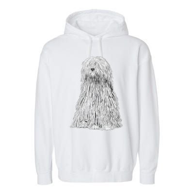 Sitting Dog Bergamasco Sheepdog Garment-Dyed Fleece Hoodie