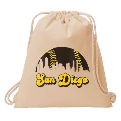 San Diego Baseball Vintage Skyline Cool Retro SD Jersey Drawstring Bag