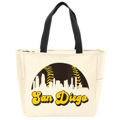San Diego Baseball Vintage Skyline Cool Retro SD Jersey Zip Tote Bag