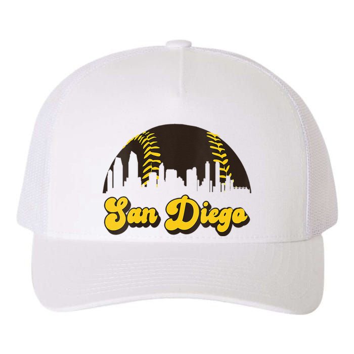 San Diego Baseball Vintage Skyline Cool Retro SD Jersey Yupoong Adult 5-Panel Trucker Hat