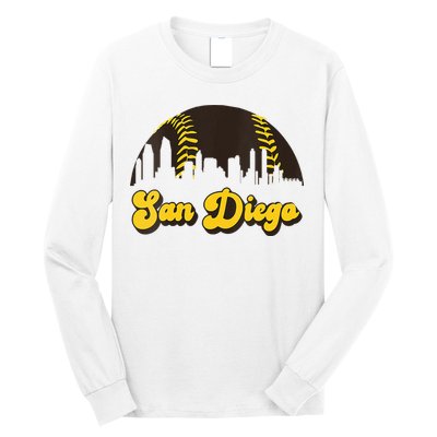 San Diego Baseball Vintage Skyline Cool Retro SD Jersey Long Sleeve Shirt