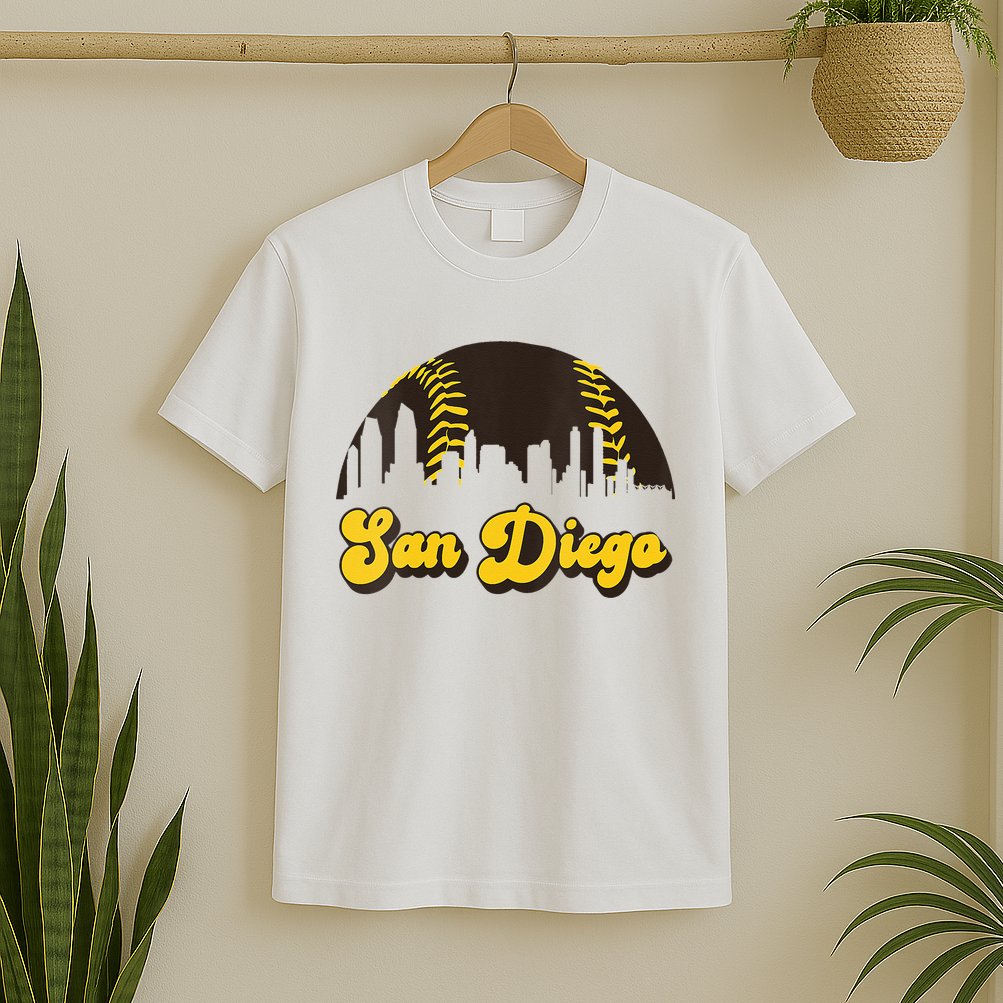 San Diego Baseball Vintage Skyline Cool Retro SD Jersey T-Shirt