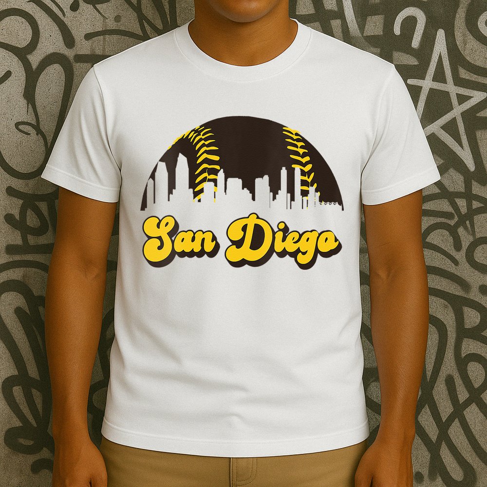 San Diego Baseball Vintage Skyline Cool Retro SD Jersey T-Shirt