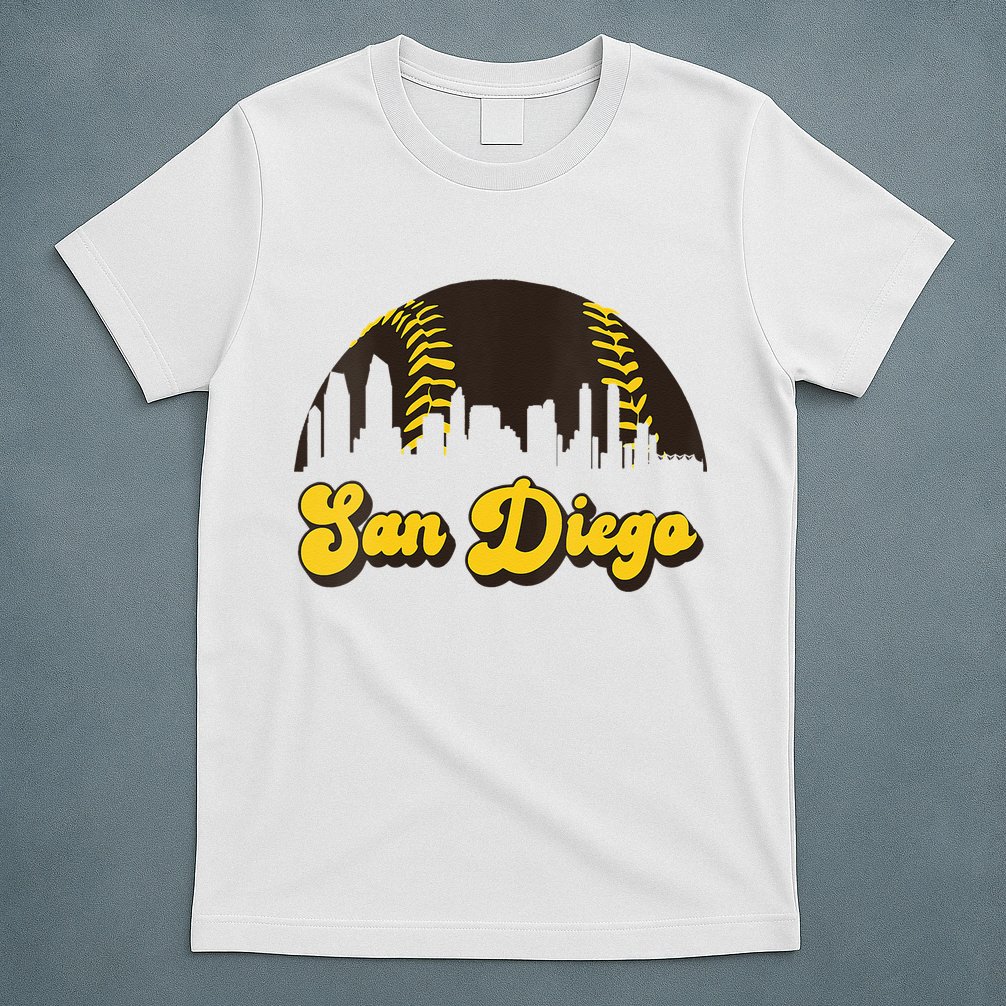San Diego Baseball Vintage Skyline Cool Retro SD Jersey T-Shirt
