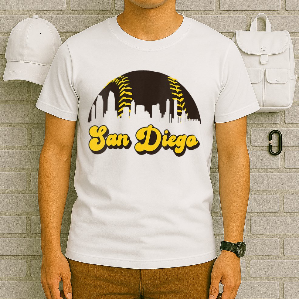 San Diego Baseball Vintage Skyline Cool Retro SD Jersey T-Shirt