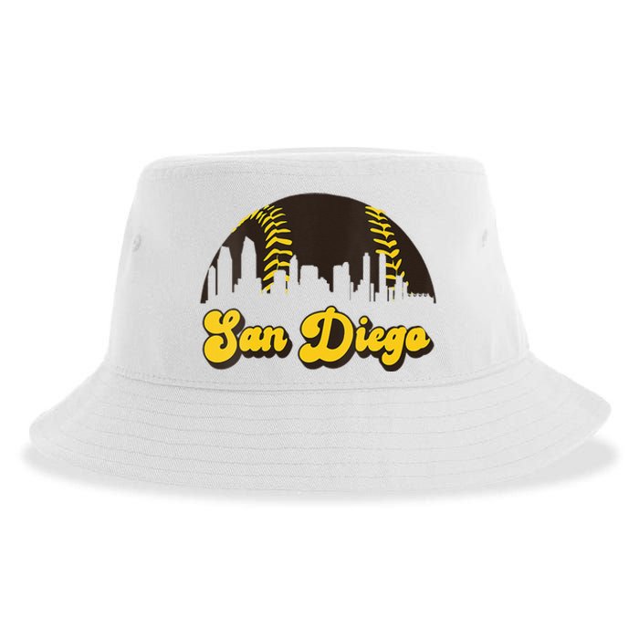 San Diego Baseball Vintage Skyline Cool Retro SD Jersey Sustainable Bucket Hat