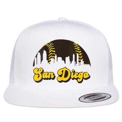 San Diego Baseball Vintage Skyline Cool Retro SD Jersey Flat Bill Trucker Hat