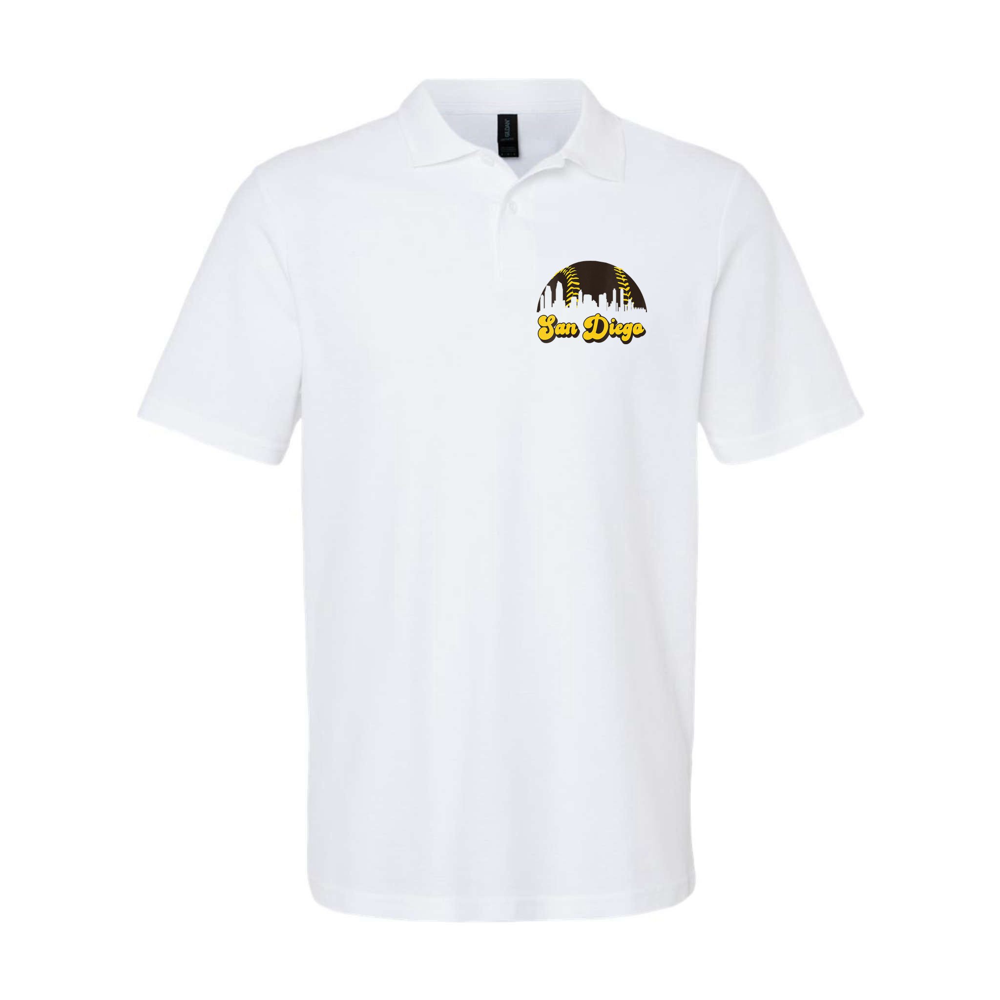 San Diego Baseball Vintage Skyline Cool Retro SD Jersey Polo