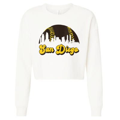 San Diego Baseball Vintage Skyline Cool Retro SD Jersey Cropped Pullover Crew
