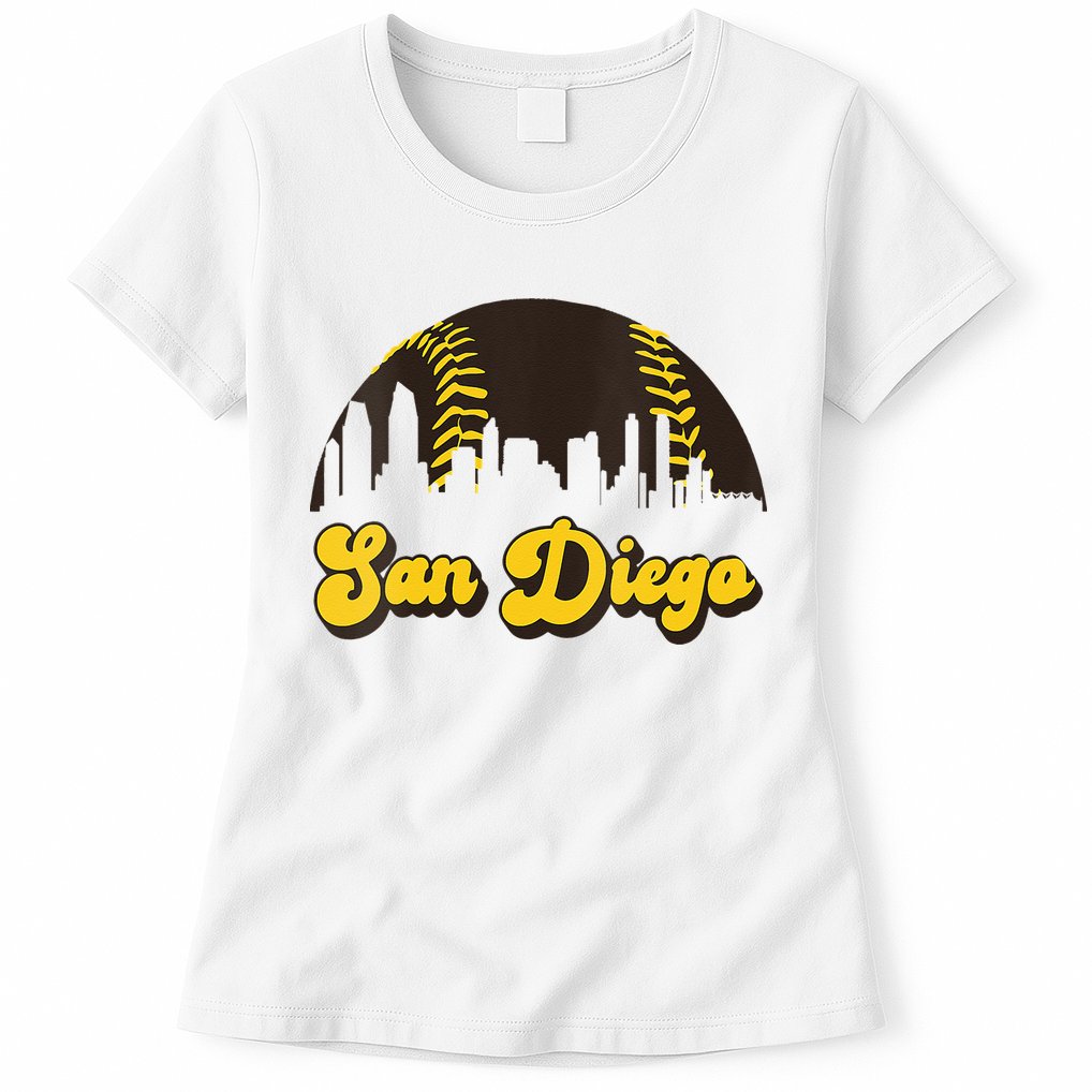 San Diego Baseball Vintage Skyline Cool Retro SD Jersey Womens T-Shirt