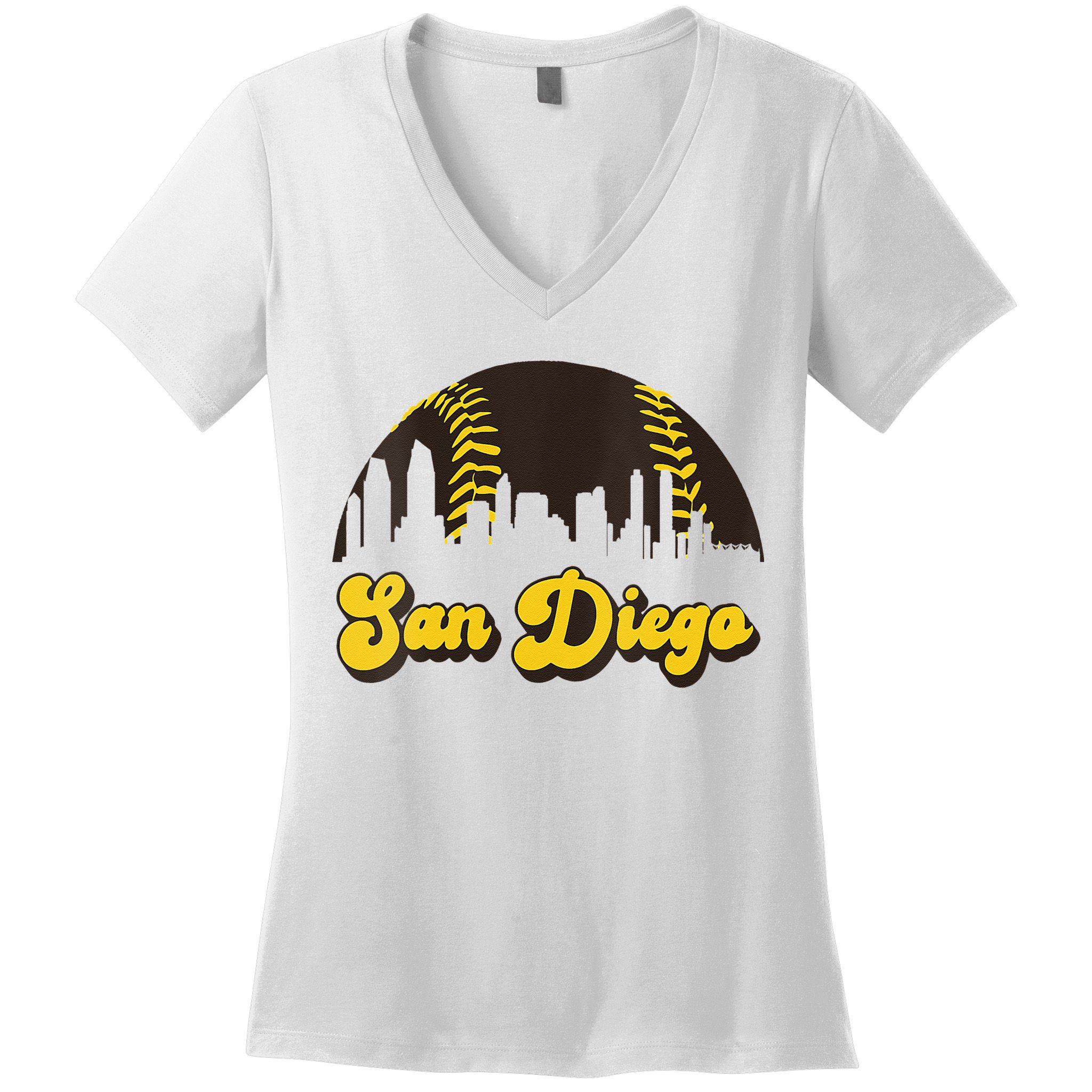 San Diego Baseball Vintage Skyline Cool Retro SD Jersey Women's V-Neck T-Shirt