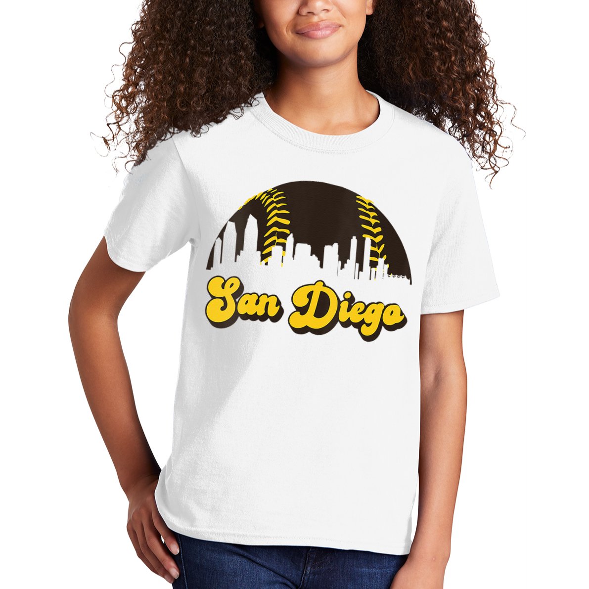 San Diego Baseball Vintage Skyline Cool Retro SD Jersey Kids T-Shirt