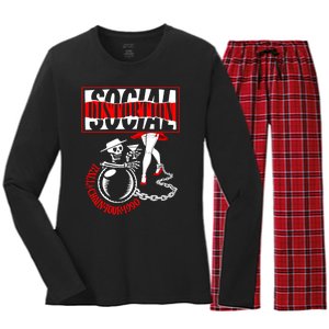 Social Distortion Ball And Chain Women's Long Sleeve Flannel Pajama Set 