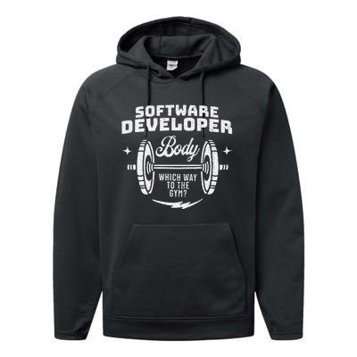 Software Developer Body Weightlifter Funny Gag Exercise Gym Performance Fleece Hoodie