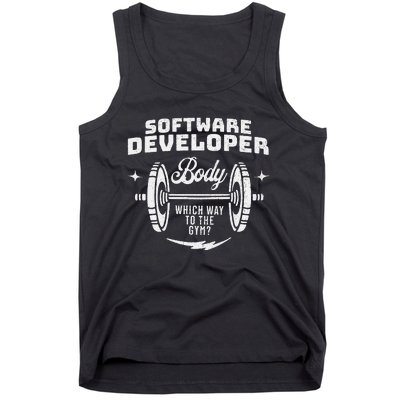 Software Developer Body Weightlifter Funny Gag Exercise Gym Tank Top