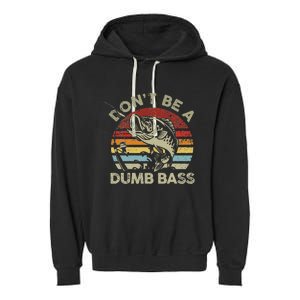 Sunset Dont Be Dumb Bass Fishing Garment-Dyed Fleece Hoodie