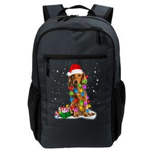 Santa Dachshund Christmas Tree Light Long Hair Dachshund Funny Gift Daily Commute Backpack