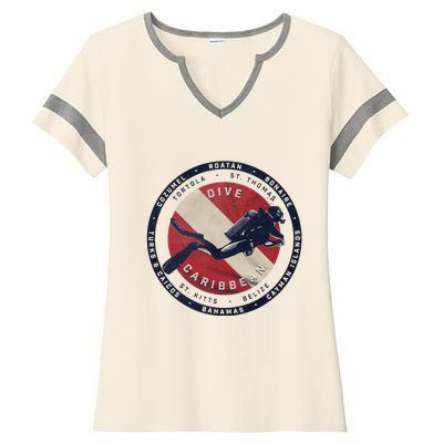 Scuba Dive Caribbean Ladies Halftime Notch Neck Tee