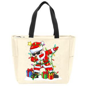 Santa Dabbing Christmas Tree Light Xmas Claus  Zip Tote Bag