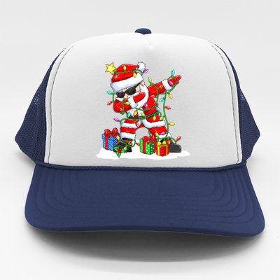 Santa Dabbing Christmas Tree Light Xmas Claus  Trucker Hat