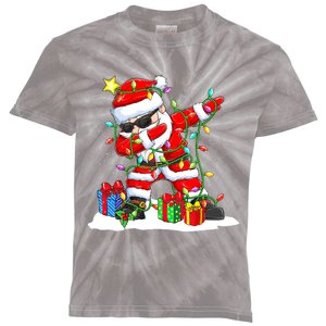 Santa Dabbing Christmas Tree Light Xmas Claus  Kids Tie-Dye T-Shirt