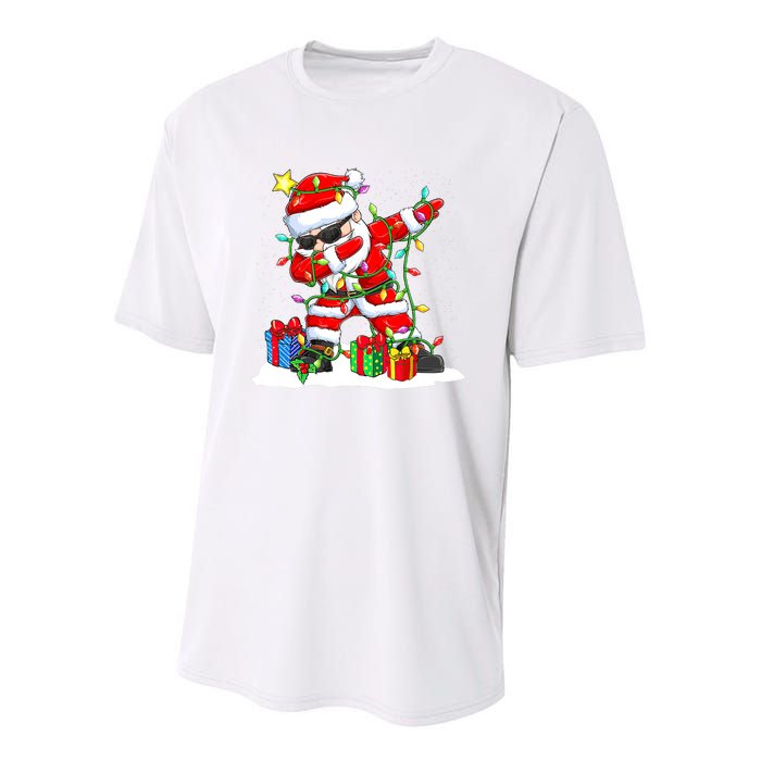 Santa Dabbing Christmas Tree Light Xmas Claus  Youth Performance Sprint T-Shirt