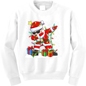 Santa Dabbing Christmas Tree Light Xmas Claus  Kids Sweatshirt