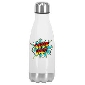 Super Dad Comic Book Superhero Fathers Day Stainless Steel Insulated Water Bottle