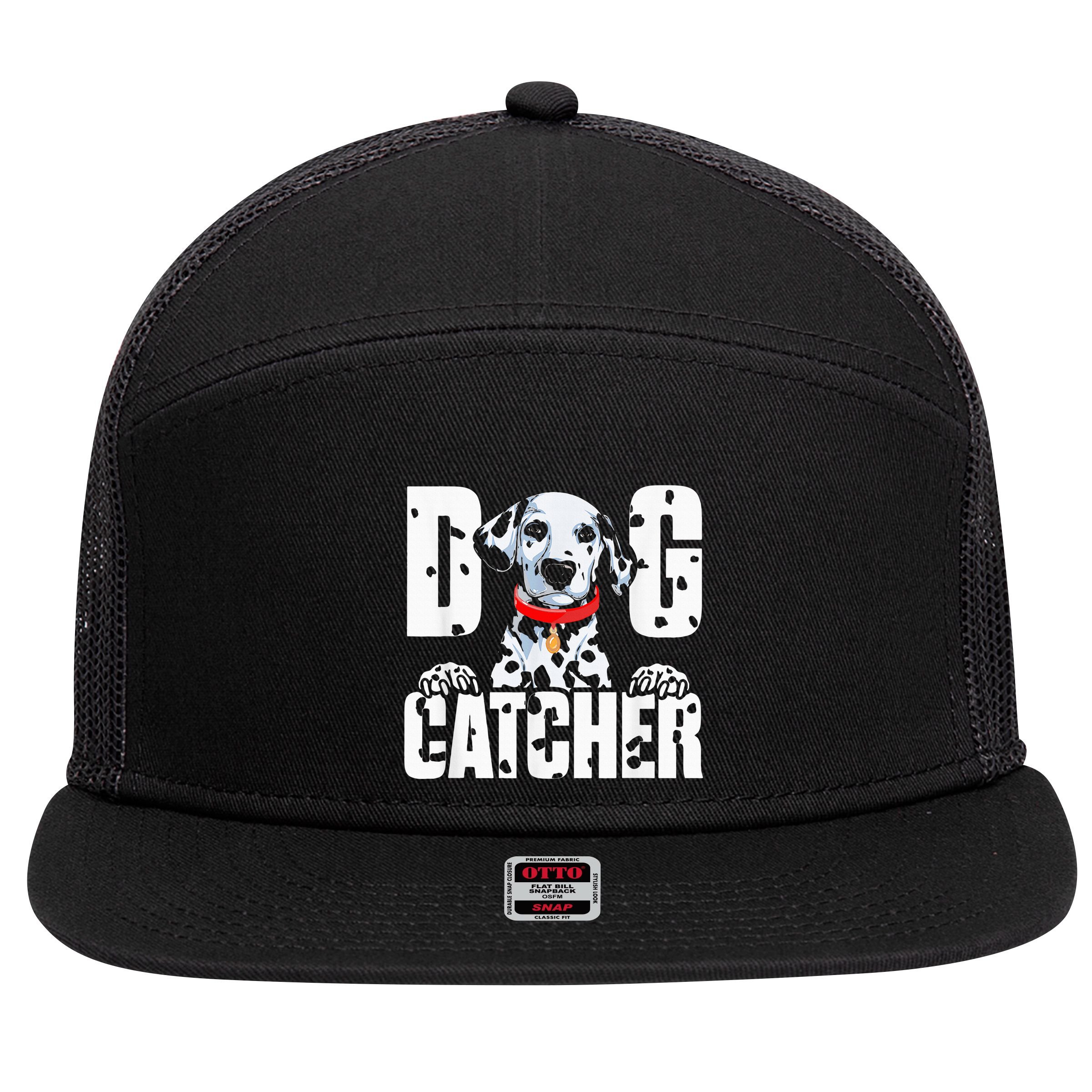 Soft Dog Catcher Costume Dalmatian Easy Family Costume 7 Panel Mesh Trucker Snapback Hat