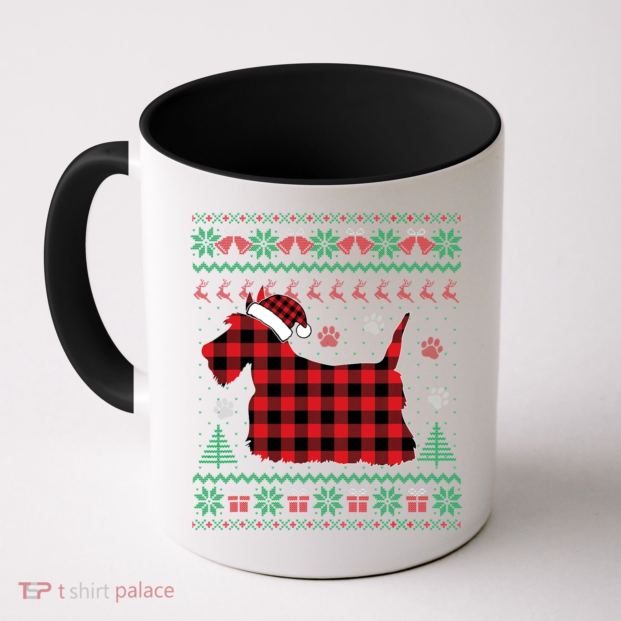 Scottie Dog Christmas Pajama Red Plaid Scottish Ugly Sweater Mug