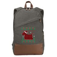 Scottie Dog Christmas Pajama Red Plaid Scottish Ugly Sweater Cotton Canvas Backpack