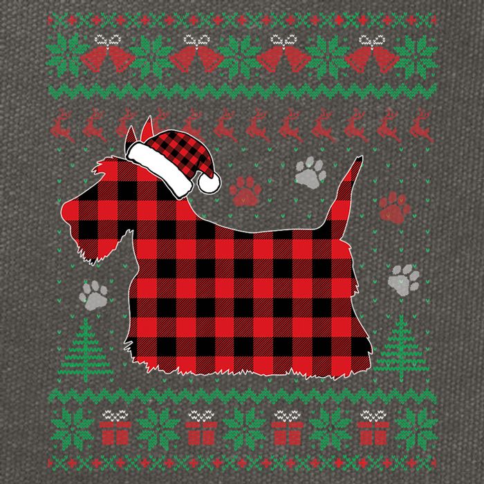 Scottie Dog Christmas Pajama Red Plaid Scottish Ugly Sweater Cotton Canvas Backpack