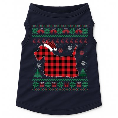 Scottie Dog Christmas Pajama Red Plaid Scottish Ugly Sweater Doggie Tank