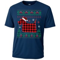 Scottie Dog Christmas Pajama Red Plaid Scottish Ugly Sweater Cooling Performance Crew T-Shirt