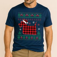 Scottie Dog Christmas Pajama Red Plaid Scottish Ugly Sweater Cooling Performance Crew T-Shirt