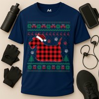 Scottie Dog Christmas Pajama Red Plaid Scottish Ugly Sweater Cooling Performance Crew T-Shirt