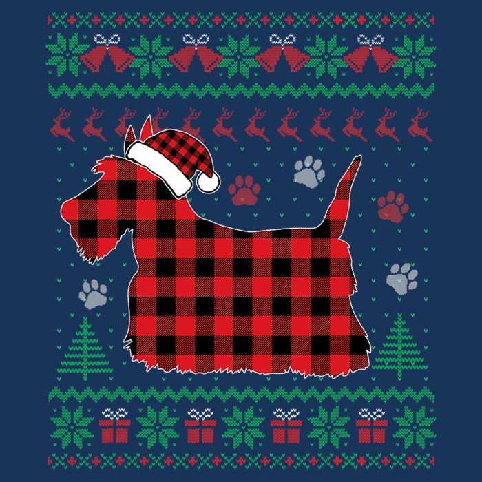 Scottie Dog Christmas Pajama Red Plaid Scottish Ugly Sweater Cooling Performance Crew T-Shirt