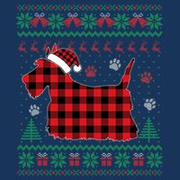 Scottie Dog Christmas Pajama Red Plaid Scottish Ugly Sweater Sustainable Bucket Hat