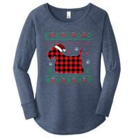 Scottie Dog Christmas Pajama Red Plaid Scottish Ugly Sweater Women's Perfect Tri Tunic Long Sleeve Shirt